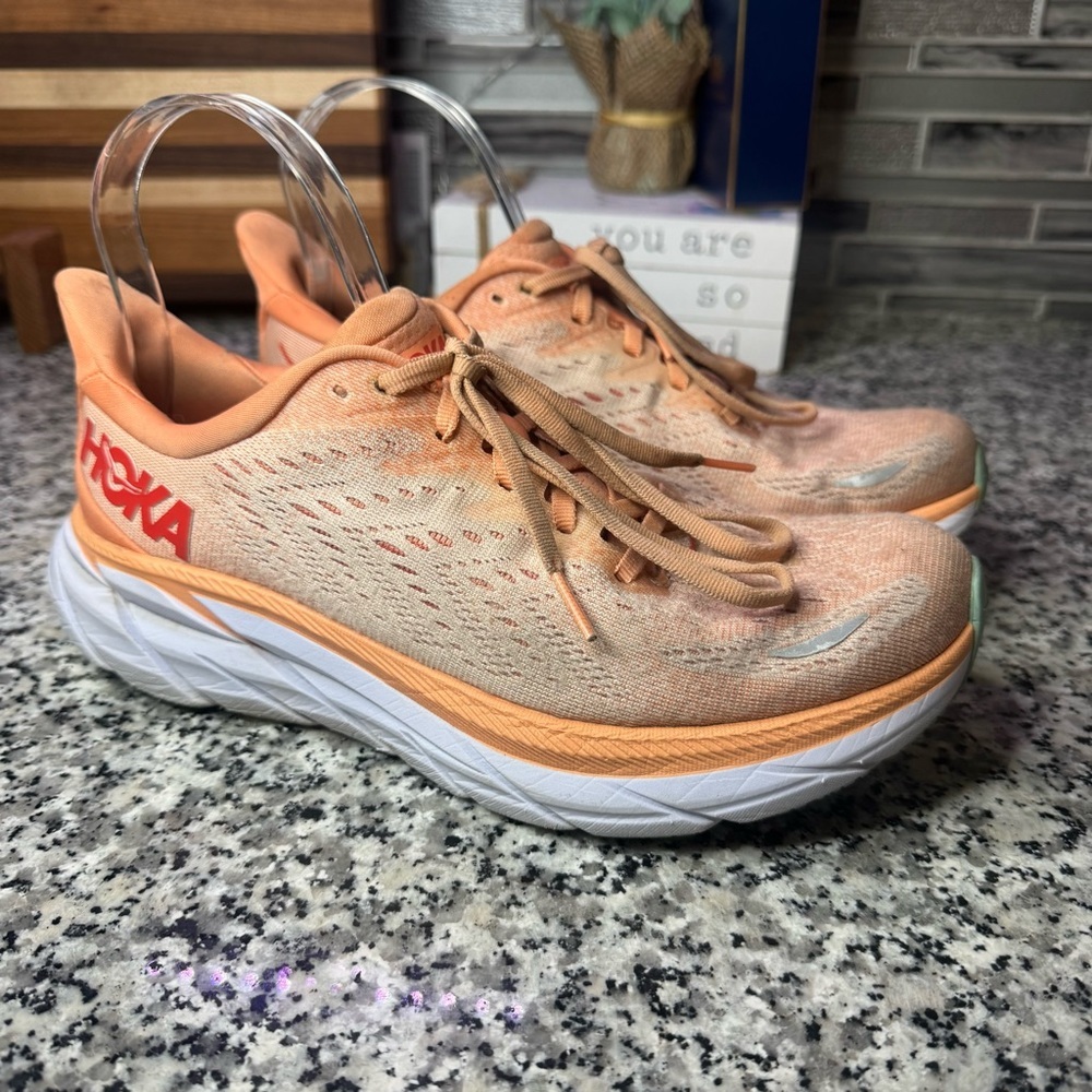 Hoka | Women's Clifton 8 Running Shoes in the Cantaloupe Color Size 7.5